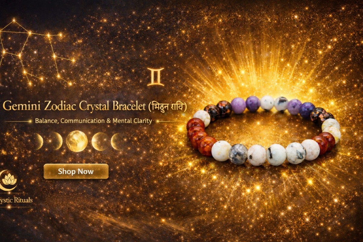 Gemini Zodiac Crystal Bracelet (मिथुन राशि) – Balance, Communication & Mental Clarity | Aura Mystic Rituals