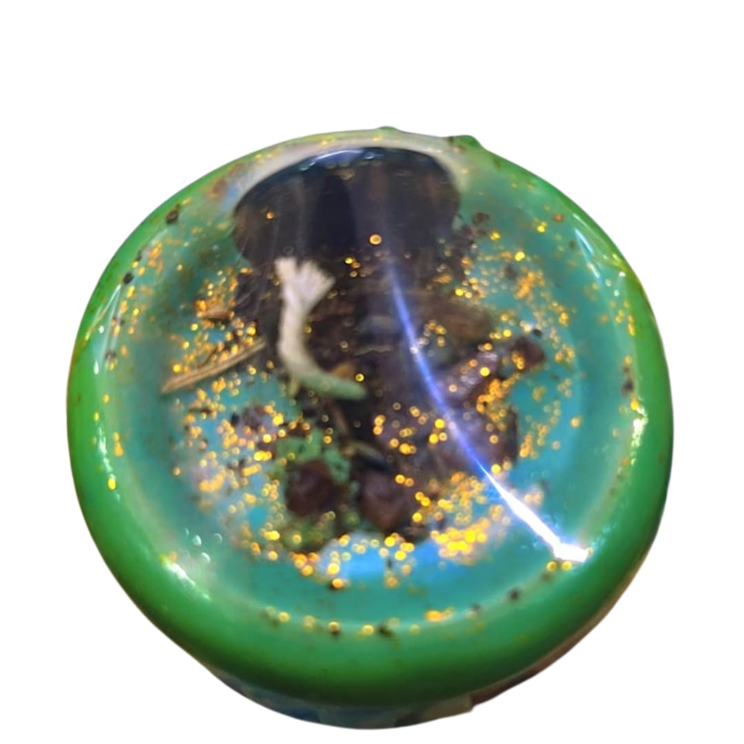 Botanical Resin-Dome Candle–Green Glow-Aura Mystic Rituals