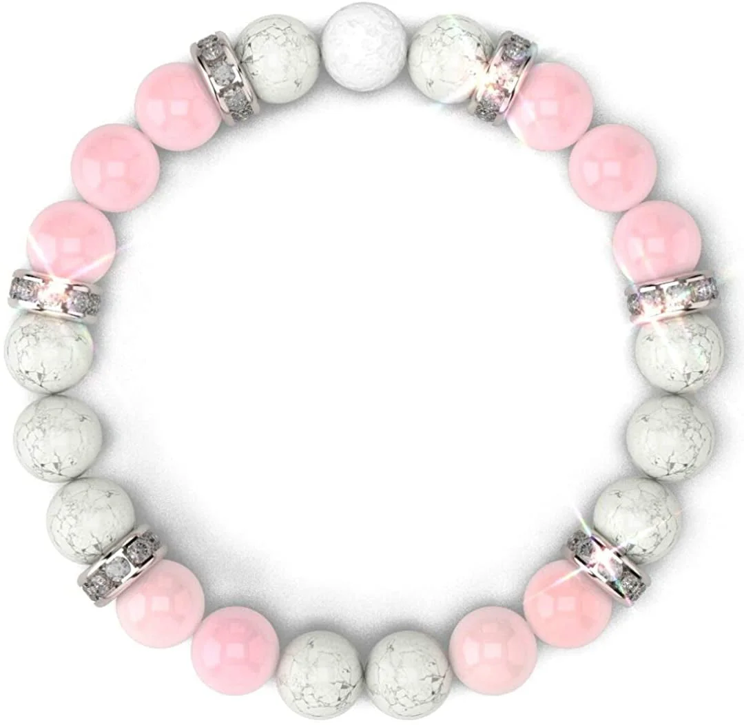 Love Attraction Bracelet- Howlite, White lava stone, Rose quartz