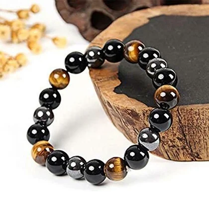 Tiger Eye & Hematite Combination Bracelet–Stone of Strength, Balance & Protection